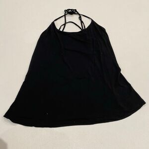 Fabletics Black Halter Tank Top XL | Strappy Back Athleisure Workout Top